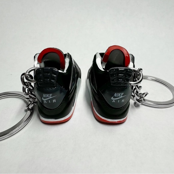 Air Jordan 4 Retro Bred Reimagined Black Red Sneaker Keychain Pair Shoe Box 3D - Picture 7 of 8